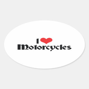 I Love Heart Motorcycles Oval Sticker
