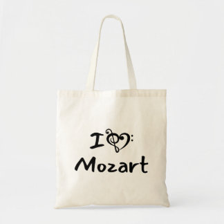 I love heart Mozart Classical Music Black Text Tote Bag