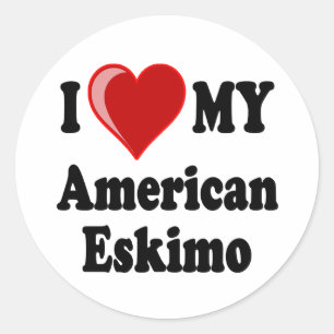 I Love (Heart) My American Eskimo Dog Classic Round Sticker