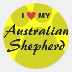 I Love (Heart) My Australian Shepherd Classic Round Sticker
