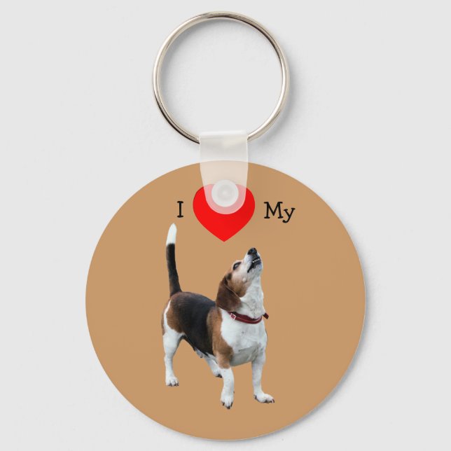 I Love Heart My Beagle Dog Key Ring (Front)