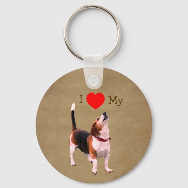 I Love Heart My Beagle Dog  Key Ring (Front)