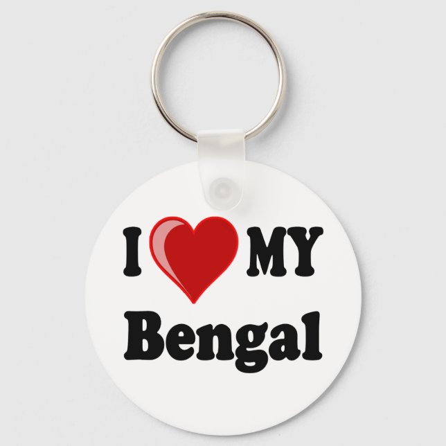 I Love (Heart) My Bengal Cat Key Ring (Front)