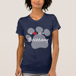 I Love (Heart) My Brittany Pawprint T-Shirt