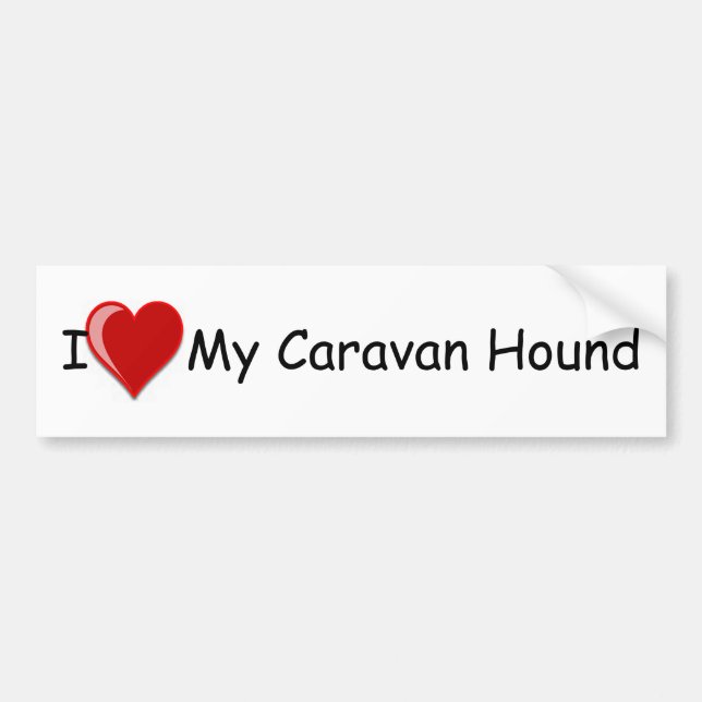 I Love (Heart) My Caravan Hound Dog Bumper Sticker (Front)
