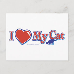 I Love Heart My Cat Postcard