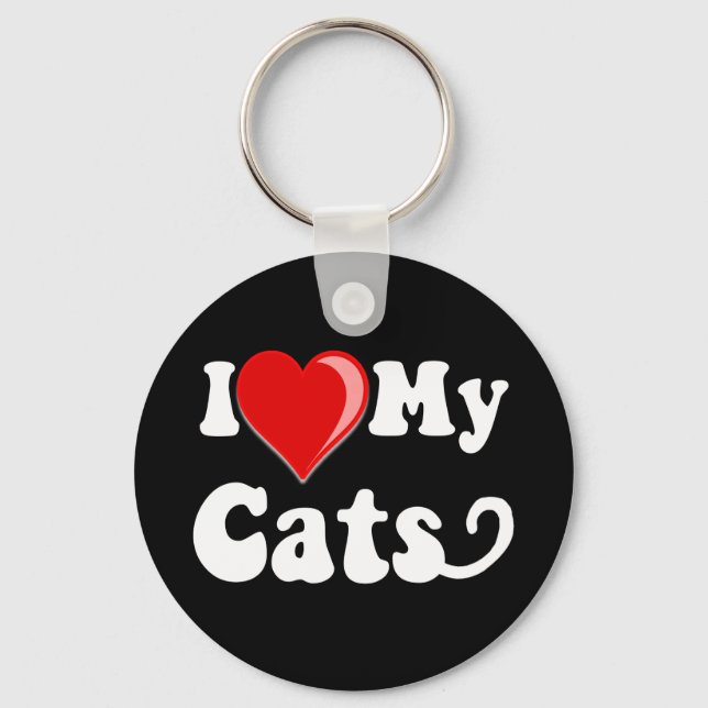 I Love (Heart) My Cats Key Ring (Front)