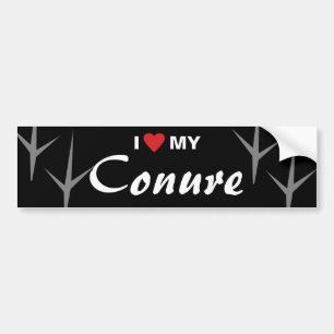 I Love (Heart) My Conure Bird Tracks Design Bumper Sticker