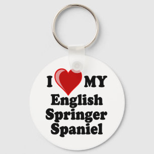 I Love (Heart) My English Springer Spaniel Dog Key Ring