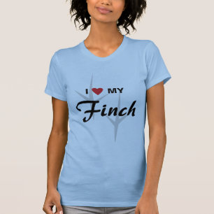 I Love (Heart) My Finch Bird Tracks Design T-Shirt