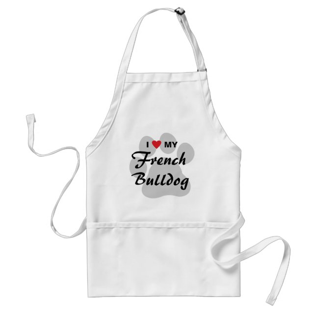 I Love (Heart) My French Bulldog Pawprint Standard Apron (Front)