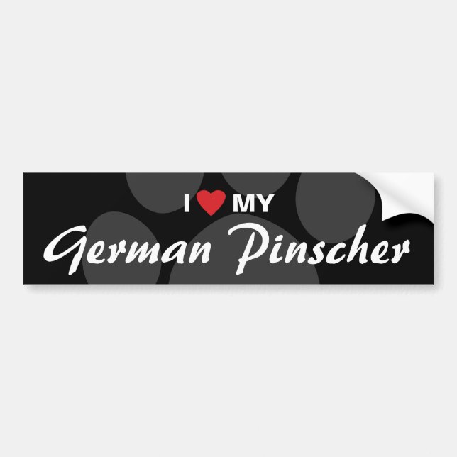 I Love (Heart) My German Pinscher Bumper Sticker (Front)