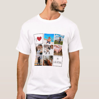 I love heart my girlfriend photo collage couples  T-Shirt