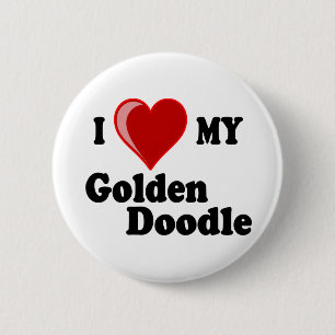 I Love (Heart) My Golden Doodle Dog 6 Cm Round Badge