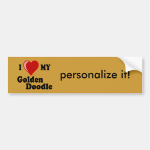 I Love (Heart) My Golden Doodle Dog Bumper Sticker