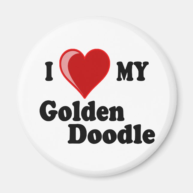 I Love (Heart) My Golden Doodle Dog Magnet (Front)