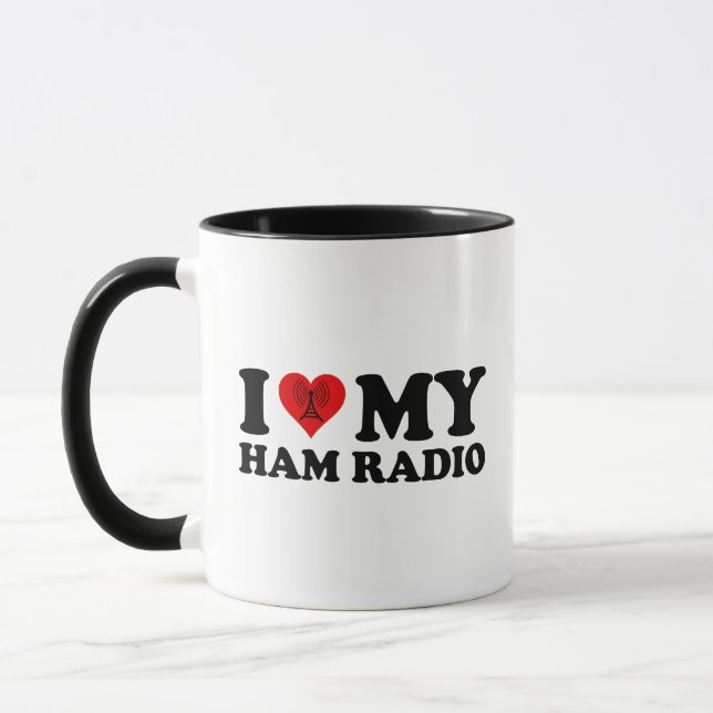 I Love (Heart) My Ham Radio Mug (Left)