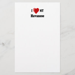 I Love (Heart) My Havanese Dog Stationery