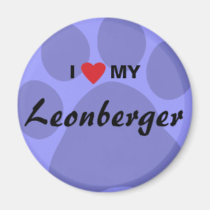 I Love (Heart) My Leonberger Pawprint Magnet