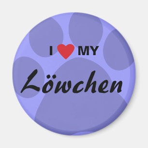 I Love (Heart) My Lowchen Pawprint Magnet