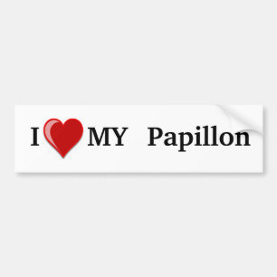 I Love (Heart) My Papillon Dog Bumper Sticker