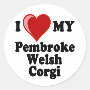 I Love (Heart) My Pembroke Welsh Corgi Dog Classic Round Sticker