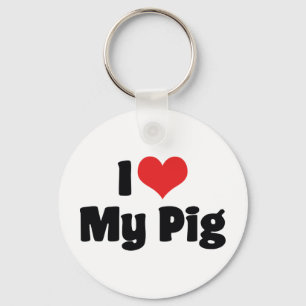I Love Heart My Pig Key Ring