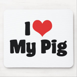 I Love Heart My Pig Mouse Pad