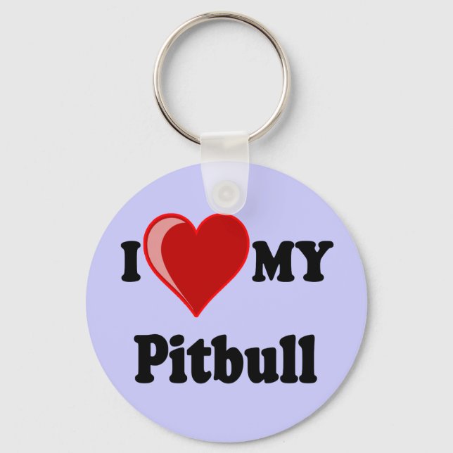 I Love (Heart) My Pitbull Dog Key Ring (Front)