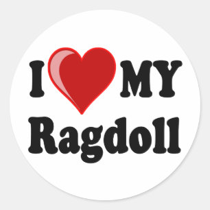 I Love (Heart) My Ragdoll Cat Classic Round Sticker