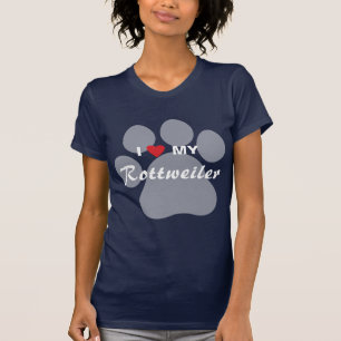 I Love (Heart) My Rottweiler Pawprint T-Shirt