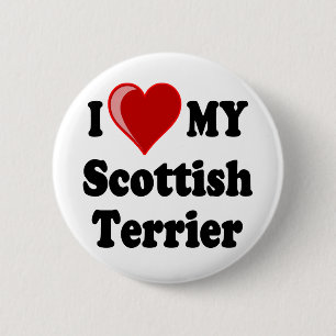 I Love (Heart) My Scottish Terrier Dog Gifts 6 Cm Round Badge