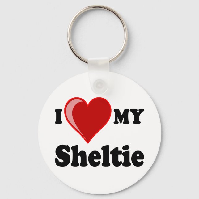 I Love (Heart) My Sheltie Dog Key Ring (Front)