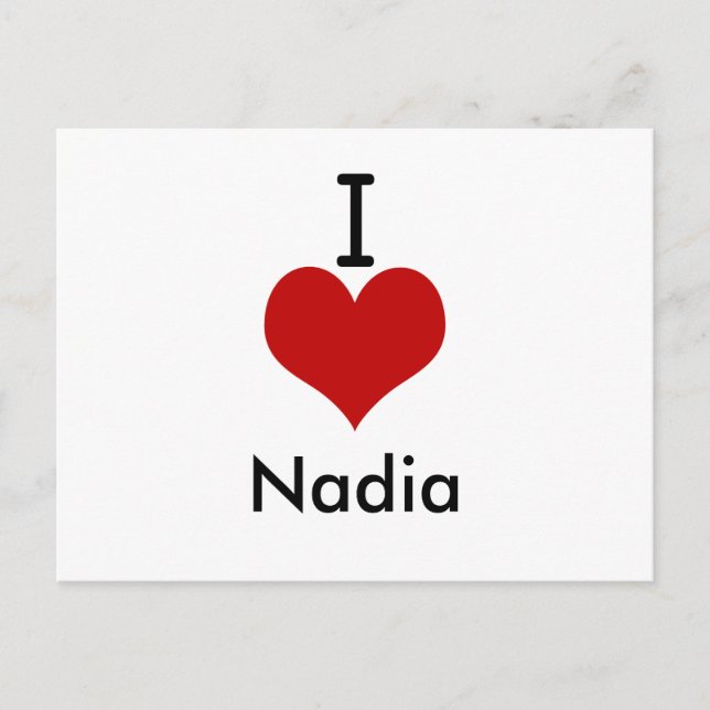 I Love (heart) Nadia Postcard (Front)