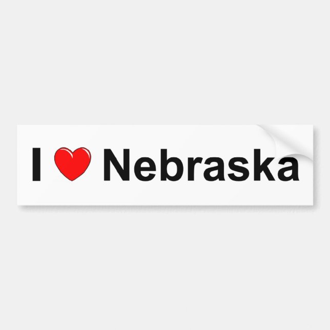 I Love (Heart) Nebraska Bumper Sticker (Front)