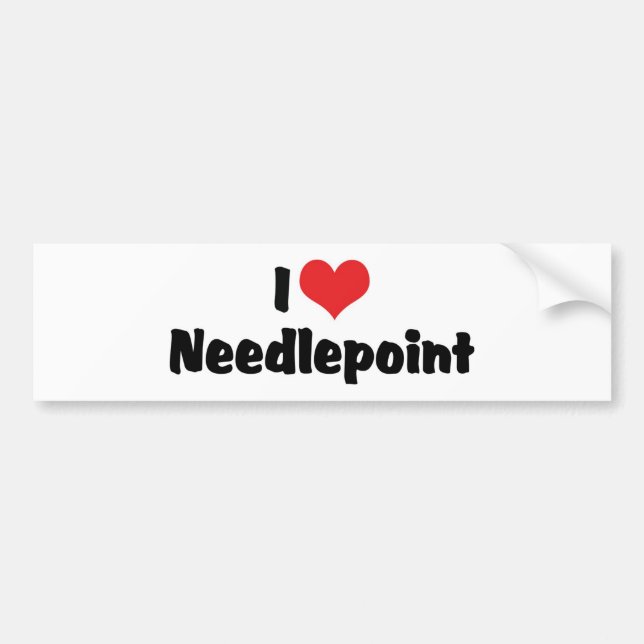 I Love Heart Needlepoint Bumper Sticker (Front)