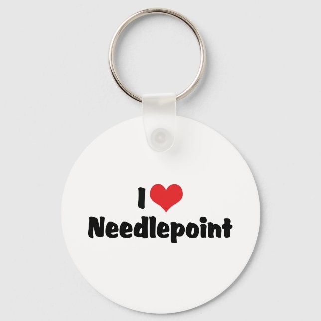 I Love Heart Needlepoint Key Ring (Front)