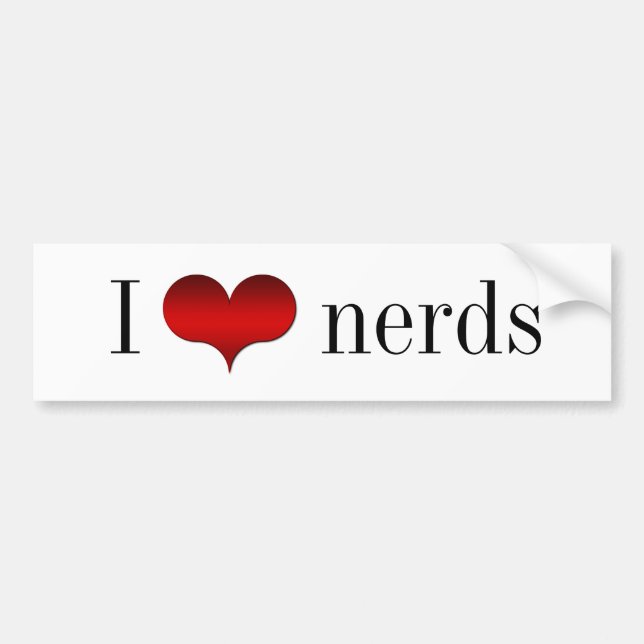 I Love (Heart) Nerds Bumper Sticker (Front)