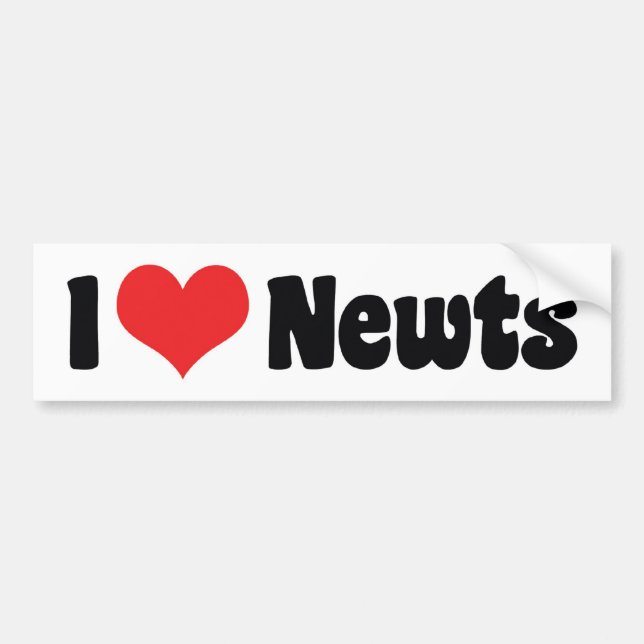 I Love Heart Newts Bumper Sticker (Front)