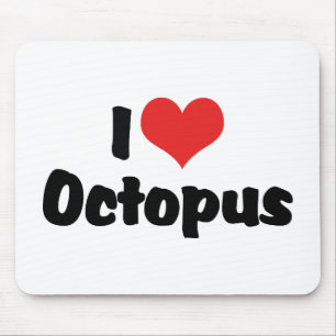 I Love Heart Octopus Mouse Pad