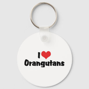 I Love Heart Orangutans Key Ring