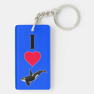 I Love (Heart) Orca Killer Whales Cute Sea Life Key Ring