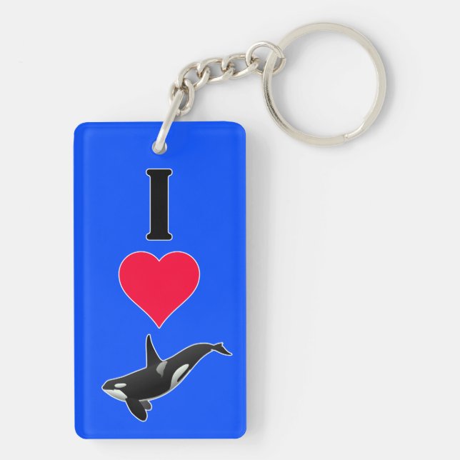 I Love (Heart) Orca Killer Whales Cute Sea Life Key Ring (Back)