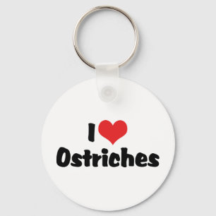 I Love Heart Ostriches - Ostrich Lover Key Ring