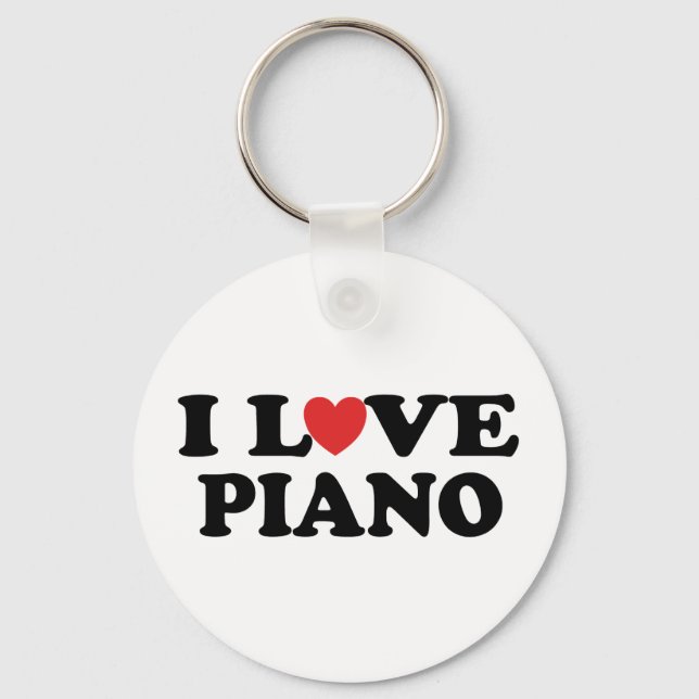 I Love Heart Piano Music Gifts Key Ring (Front)