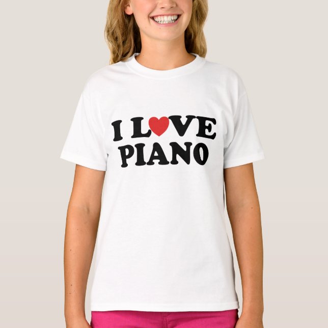 I Love Heart Piano Music Gifts T-Shirt (Front)
