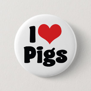 I Love Heart Pigs 6 Cm Round Badge