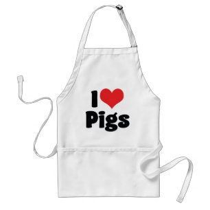 I Love Heart Pigs Standard Apron