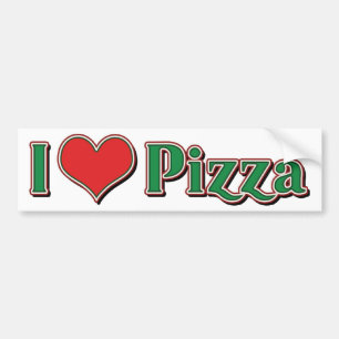 I Love Heart Pizza Bumper Sticker