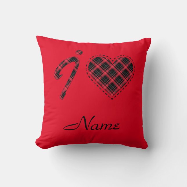 I love... Heart, plaid Throw Pillow (Front)